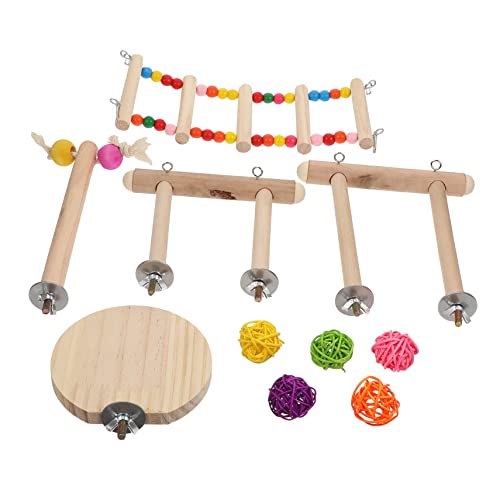 minkissy 3 Sets Papageienspielzeug Papagei Spielständer Holz Vogel Sitzstangen Spielständer Papagei Holz Sitzstange Vogel Schaukel Spielzeug Kaninchen Spielzeug für Hasen Vogel Schleifstangen Holz von minkissy