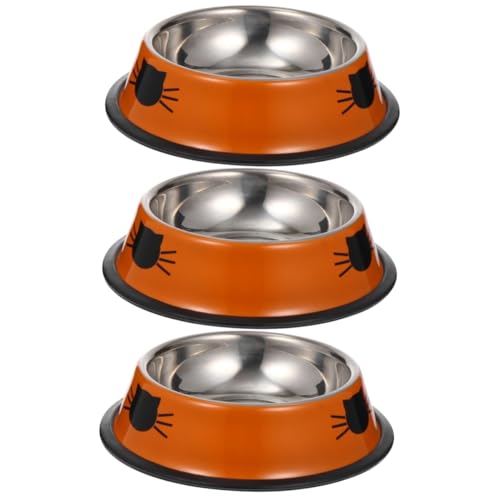 minkissy 3 Stück Edelstahl Katzennapf Katze Fressnäpfe Edelstahl Pet Feeder Verdicken Pet Feeder Dual Use Hundenapf Katze Wasserschalen Welpen Feeder Bowl Puppy Bow Dog Food Bowl Portable von minkissy