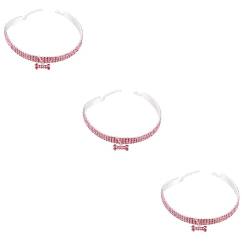 minkissy 3-teiliges Luxus-hundehalsband Für Haustiere Haustierhalsband Glänzende Strassform Bequeme Verstellbare Kette von minkissy