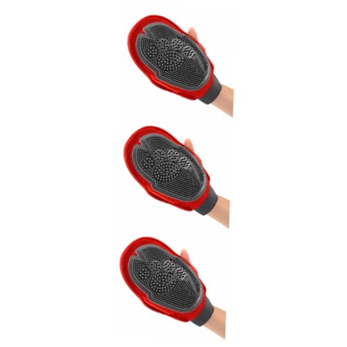 minkissy 3 x Perlglanz-Massagehandschuhe, atmungsaktiv, Haustier-Pflegehandschuhe, Erdfarbe, zum Entfernen von Haustier-Duschhandschuhen, Make-up, Rouge, Badebürste, doppelseitiger Lipgloss von minkissy