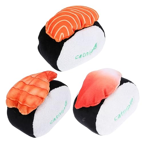 minkissy 3Pcs cat sushi toy kitten chew toys cat snack toy stuffed toy for dog interactive cat toys cat squeaky toy catnip Cat stuffed toy Cat teething Toy DIY pet the cat Plush cat snacks von minkissy