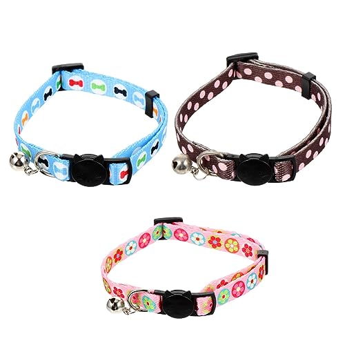 minkissy 3Pcs pet cat collar christmas cat tie small collar puppy bell collar pet safety collar christmas cat collars dog collars for puppies kitten collar bell shaped nylon safety buckle von minkissy