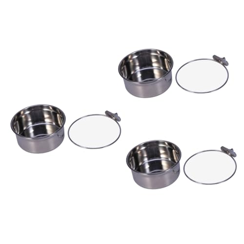 minkissy 3St Stainless Steel katzenhöle hundebar inoxlm Coop-Tasse Vogel Tasse rostfreie Haustier Wasserschale Lebensmittel hängende Schale Hühnerstall von minkissy