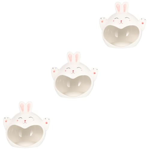 minkissy 3St Hamster Nest aus Keramik Hamsterversteck Cartoon Tiere Keramik Nest Keramikhaus für kleine Haustiere Hamsterversteck Keramik niedlich Meerschweinchen Bettwäsche Hase von minkissy