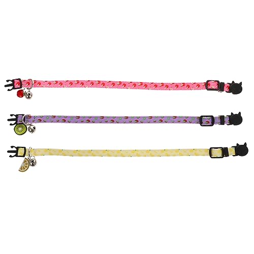 minkissy 3St Haustier Katzenhalsband süßes Welpenhalsband Zitronendekor Statement Kette Sommerdeko Halskette Glockenhalsband für Haustiere hundezubehör einstellbar die Klingel Polyester von minkissy