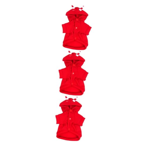 minkissy 3St Welpen-Outfits Welpen-Hoodie Halloweenkostü Hunde-Halloween-Shirt Hundekotschaufel warme Hoodies Kleidung Hundebedarf Hunde-Hoodie Cosplay Jacke mit Hut Einteilige Hose rot von minkissy