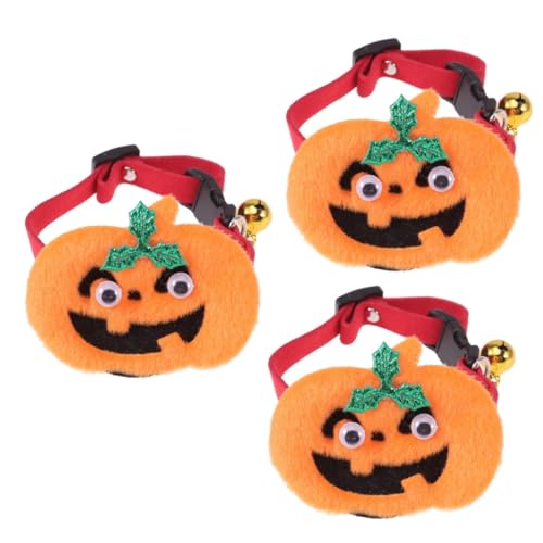 minkissy 3 Stücke Einstellbare Haustier Halloween Hundehalsband Lustige Kürbis Personalisierte Haustier Liefert Größe S-XXL von minkissy