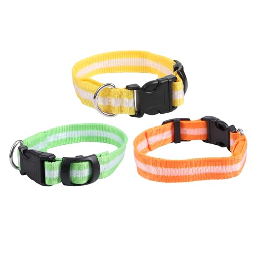 minkissy 3St Hundehalsband einfache Hundehalsbänder kleine Hundehalsbänder Hund Halskette leucht Halsband hundepflege Dog Toy Halskette für Haustier Heimtierbedarf LED Haustierzubehör Nylon von minkissy