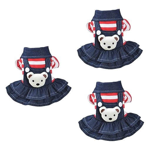 minkissy 3St Hundekleidung Jeanskleid Winterkleidung Hemdjacke aus Flanell hundemantel Dog Raincoat Mädchenkleidung Hoodie- Chihuahua Pyjama Shirt Jeansrock von minkissy