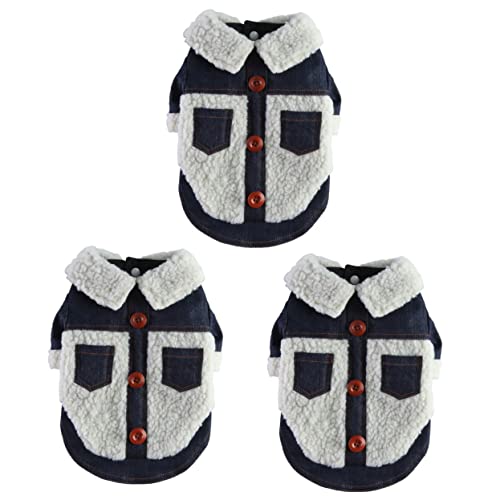 minkissy 3St Kleidung für Haustiere Jeansjacke Hundemäntel für kaltes Wetter Kleider Abriebfeste Hundejacke Hundebekleidung Reißverschluss Mantel Winterkleidung Hundekleidung Polyester von minkissy