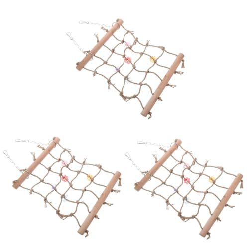 minkissy 3St Kletternetz für Papageien Hängespielzeug für Sittiche Kauspielzeug für Vögel Spielzeuge schaukel Kauspielzeug für Papageien Vogelbissspielzeug Massivholz Zubehör Seil von minkissy