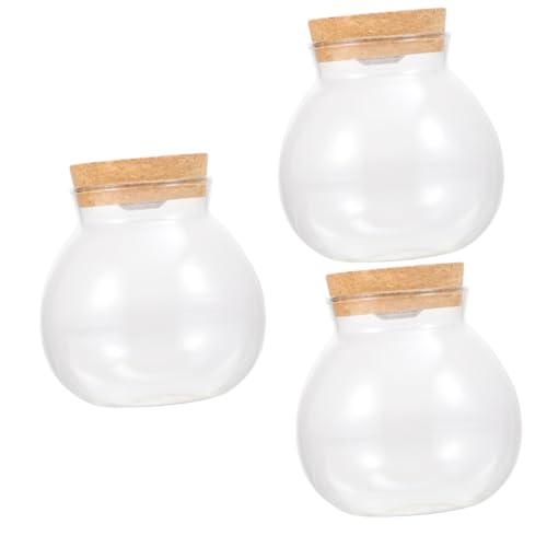 minkissy 3 Stück Landschaftsflasche Kleines Terrarium Mikrolandschaft DIY-Flasche Mini-Gläser Mit Korkdeckel Klare Vase Fischschalen Aquariumbehälter Led-Licht Winziges Aquarium von minkissy