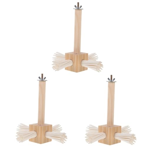 minkissy 3St Papagei Spielzeug Vogelkäfig Spielzeuge Vogelstange aus Holz Vogel sitzt Holz Papageienstange für Käfig beissen läute die Glocke Stock Barsch rotieren Puzzle-Vogel hölzern von minkissy