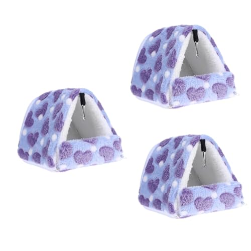 minkissy 3St Spielzeug für Sittiche Hamsternest kleines Haustier warmes Bett Igelnest Ratten Schlafsack Spielzeuge Hamsterkäfig Hamsterhausbett Vogelnest Haustierbett Kleine Tiere Violett von minkissy