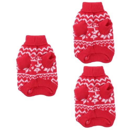 minkissy 3st Weihnachtsfeier Katzenkostü Weihnachtskleidung Für Hunde Hunde-Outfit Dackel-Pullover Großer Hundeweihnachtspullover Strampler Stricken Rotes Sweatshirt VIP Haustier Hund von minkissy