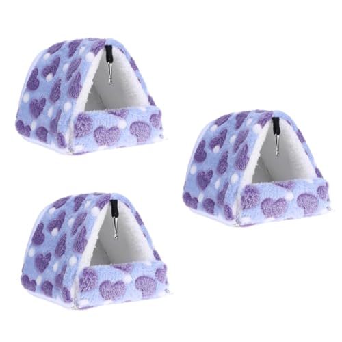 minkissy 3St kleines Tierbett kleines Haustier warmes Bett Ratten Meerschweinchen Nest Schweinekäfig Hamster Schlafsack Haustierbetthaus Haustier warmes Mini Spielzeug Zubehör Violett von minkissy