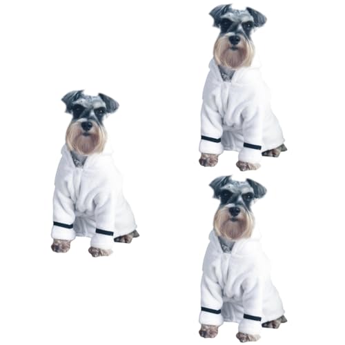 minkissy 3pcs Hooded Dog Towel Dog Robe Microfiber Towel for Dogs Bathrobe Bath Towels for Dogs Dog Drying Coat Dog Bath Robes with Hood Dog Robes for Medium Dogs Pet White With a Towel von minkissy