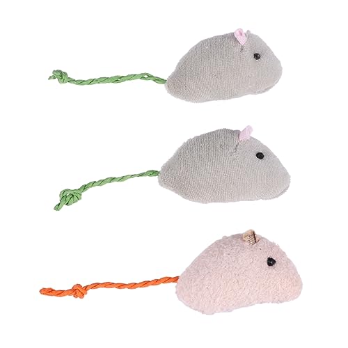 minkissy 3pcs Interactive Cat Toy Cute Cat Toys Cat Kitten Toys Pet Cat Toys Cat Mouse Toy Fluffy Stuffed Animals Mouse Cat Toy Pet Toys for Cats Mice Toys Plush Mice Set von minkissy