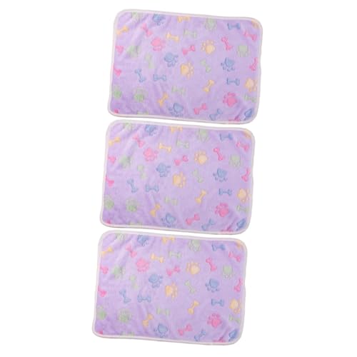 minkissy 3pcs Litter Mats for Floor Floormats Beds for Cats Coral Velvet Blanket Blanket Woobie Blanket Small Dog Blanket Pet Blankets Pet Sleep Mat Keep Warm Kitten Purple von minkissy