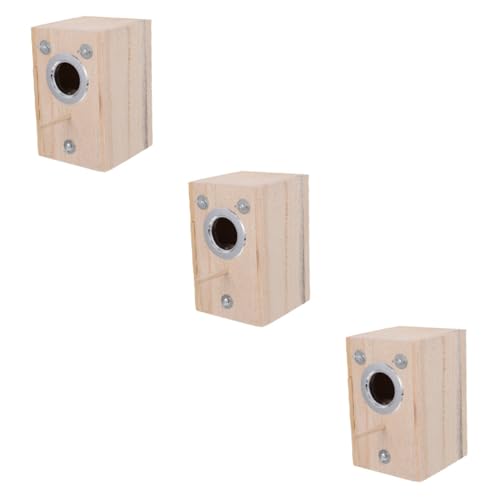 minkissy 3pcs Vogelzuchtbox Wellensittich Haus für Käfig Vogel Versteck Fisch Tank Buddha Groß Meerschweinchen Kostüm Krabbe Vogel Bruthaus Vögel zur Dekoration Kiefernholz Vogelhaus Holz von minkissy