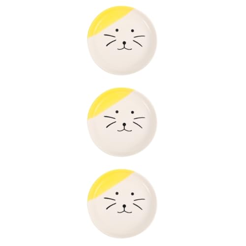 minkissy 3pcs cat ceramic bowl cat plate kitten food cat water bowl flat cat bowl shallow cat food bowls small pet whisker relief cat bowl cat dish snack plate ceramics cats von minkissy