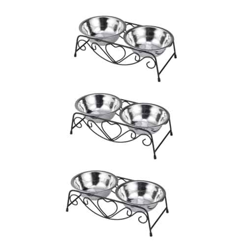 minkissy 3St Container Edelstahl Futterschale Stainless Steel Bowl tierfutter doppelter Futternapf für Hunde Doppelnapf für Haustiere groß Zubringer hundefutternapf Haustiernapf Geschirr von minkissy