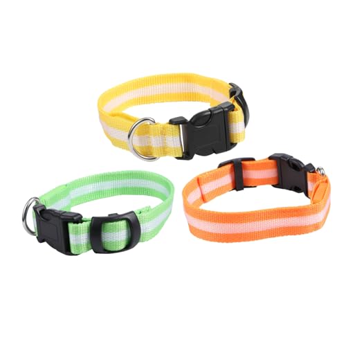 minkissy 3St Hundehalsband leucht Halsband hundepflege quietschspielzeug für Hunde Welpen Halsband für Haustier Halsband für Hund Heimtierbedarf scheinen Lampenperlen Nylon von minkissy