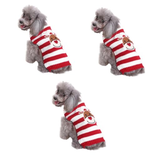 minkissy 3St warme Haustierkleidung Hund gestrickter Pullover Weihnachtspullover Kleiner Hundepullover Haustier Hund Mantel gestrickter Pullover für Haustiere Hündchen Weihnachtskatze von minkissy