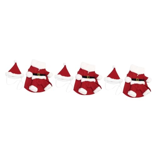 minkissy 3st Santa Kostüm Hundekleidung Plüschtierkostüm Weihnachtshundeanzug Weihnachtshaustierbekleidung Weihnachts-Haustier-umhang Weihnachten Haustier-Outfit Klassischer Stil von minkissy