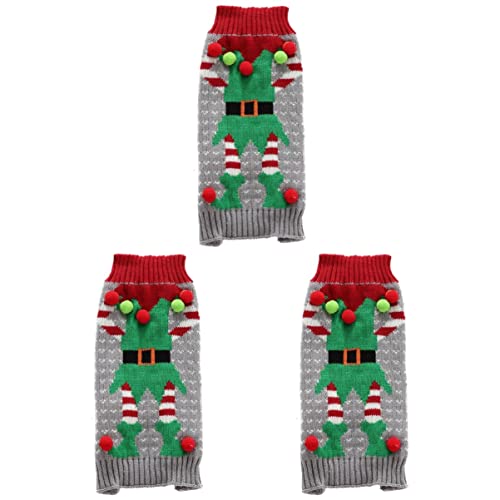 minkissy 3-teiliges Hundebekleidungsset Weihnachtspullover Mit Clown- Hässlicher Pullover Hundemantel Warmes Outfit Für Und Große Hunde von minkissy