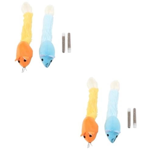 minkissy 4 Pcs Interactive Kitten Toys Catnip Kitten Teething Toy Kitten Chew Toy Fluffy Cat Toy Rattle Cat Toy Cat Toys Mice Rj Plush Soft Toy Plush Mouse for Cat Toy Cat Pet Wooden von minkissy