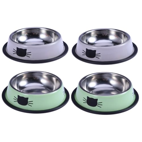 minkissy 4 Pcs Pet Supplies Katze Schüssel Haustier Schüssel Haustier Zubehör Edelstahl Katze Futter Schüssel von minkissy