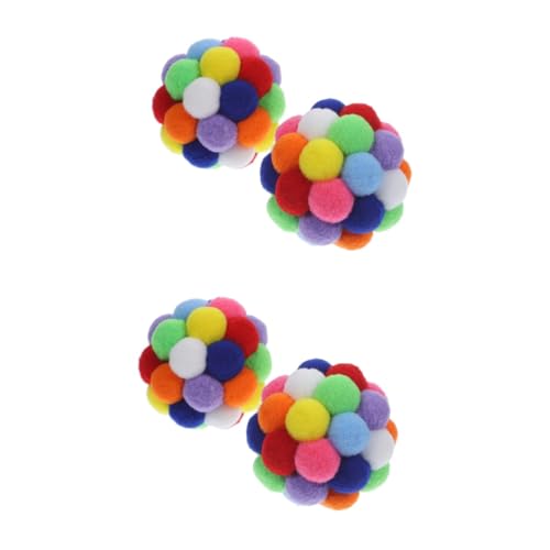 minkissy 4 Pcs cat ball cat chewing balls kitten furry balls toys colorful cat kitten toys cat toys for indoor cats soft toys cat sparkle balls toys flash ball polyester sports von minkissy