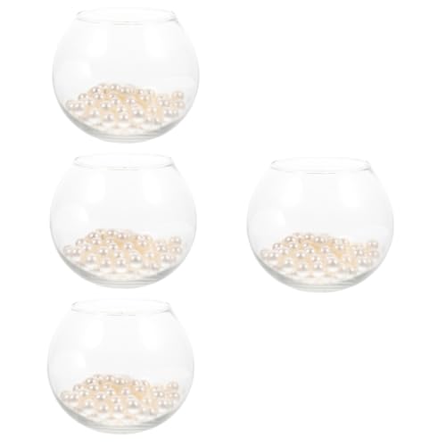 minkissy 4 Sets Runde Glas Fisch Tank Schüssel Kleine Fisch Tank Runde Terrarium DIY Terrarium Betta Aquarium Mini Aquarium Hydrokultur Pflanzen Transparent Fisch Tank Lagerung Becken Einfaches Büro von minkissy