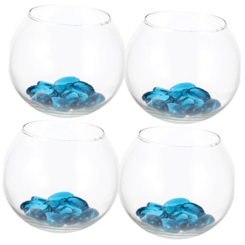 minkissy 4 Sets runde Glas-Mini-Vasen für Blumen, Tischdekoration, transparenter Behälter, Desktop-Aquarium, rundes Terrarium, Mini-Aquarium, lebendiges Aquarium, einfacher Fischbehälter, Büro von minkissy