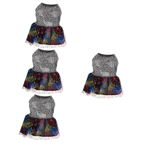 minkissy 4 Stück Halloween-Kleid für Haustiere Spinnennetz-Welpenkleid Kappendekorationen formelle Kleidung Rock Halloween-Party-Hundekleid dekoratives Haustierkleid Cosplay schmücken von minkissy