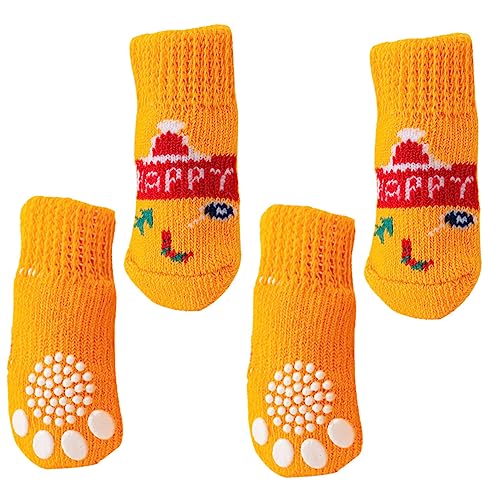 minkissy 4 Stück Haustier Socken Sockenschuhe Hundepfote Anti-Griff Garn von minkissy