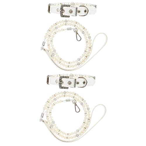 minkissy 4 Stück Haustierhalsband Perlenkette dehnbarer Halsreif Strass Halsband eine Halskette Halsketten Hundehalsband und Leine Welpensicheres Halsband Haustier Hund Hundeleine Pu von minkissy