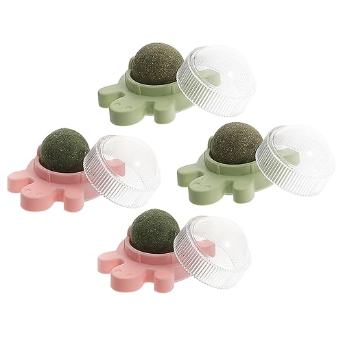 minkissy 4 Stück Katzenminze Bälle Katzenzahnbälle Katzen-energieball Zahnspielzeug Für Kätzchen Silvervine-Kugeln Katzenminze-wandspielzeug Katzenknabberball Die Katze Snack PVC Rotieren von minkissy