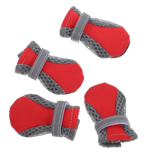 minkissy 4 Stück Mesh-Schuhe für Welpen hundeschuhe große Hunde Dog Shoes for small Dogs mesh-hundeschuhe große hundestiefel Katzenschuhe Haustierzubehör VIP Haustierschuhe Netzschuhe rot von minkissy