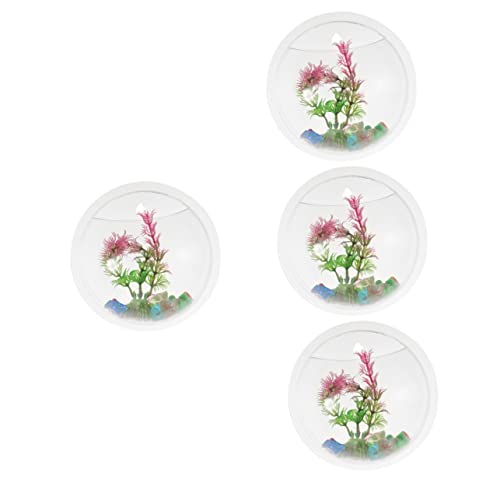 minkissy 4 Stück Wand Goldfischglas Pflanzgefäß für den Innenbereich Fischglas zum Aufhängen an der Wand Betta-Aquarium Töpfe für Pflanzen dekorative Acrylvase Blumenvasen dekorativ groß von minkissy