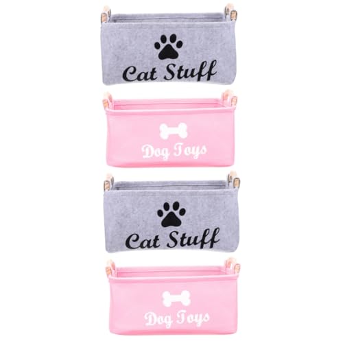 minkissy 4 pcs pet toy storage cube storage bin dog toy basket felt cube storage pet accessory organizer dog supplies container dog toy storage kitten toys felt storage case shelf square von minkissy