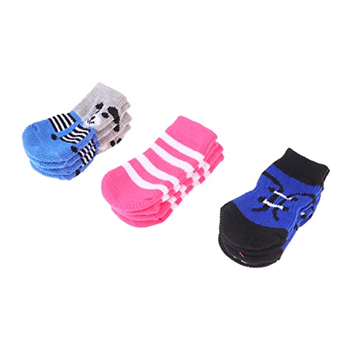 minkissy 4 pet Supplies haustierbedarf Hundesocken Stricksocken sockenschuhe Haustier strickt Socken Hündchen-Haustier-Socken rutschfest Hundepfote Strumpfband Haustier socken von minkissy