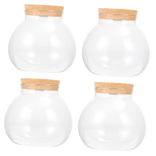 minkissy 4 stücke Landschaft Flasche Glasflaschen Glas Terrarien für Pflanzen Milchflaschen Borosilikatglas Ökologische Flasche Mini Tank Tischplatte Dekor Holz Betta Fisch Pudding von minkissy