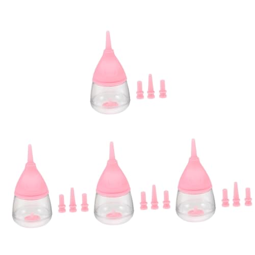 minkissy 4 x Haustier-Fläschchen für Welpen, zum Stillen von kleinen Haustieren, Stillflasche für Welpen, Wasserfütterungsflaschen, Haustier-Futterflasche, Neugeborene, Rosa, Milch-Hunde-Wasserflasche von minkissy