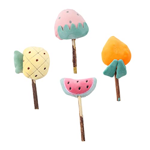 minkissy 4PCS cat toy cat playing toy cartoon cat toys catnip toothbrush cat toy cat catnip sticks cat toothbrush toy interactive cat molar stick chew He Shou Wu Plush von minkissy