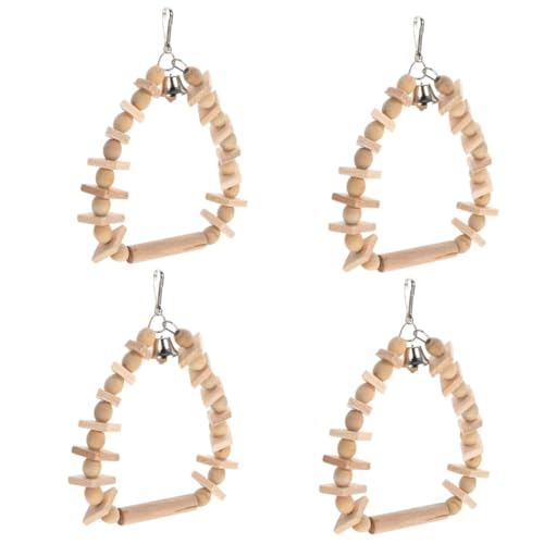 minkissy 4pcs Papagei Schaukel Vogelkäfig Schaukel Barsch Papagei Käfig Sitzstange Vogel Plattform Vogel Spielzeug Papagei Hängende Schaukel Holz Sitzstange Spielzeug mit Glocke Vogel Schlafen Ständer von minkissy