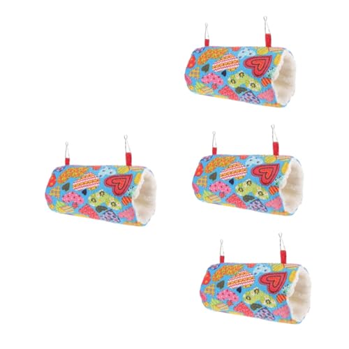 minkissy 4pcs Papagei Tunnel Hängematte warm Hamster Haus Hamster Hängematte Hamster Spielzeug Kleintier Bett Hamster Schlafbett Frettchen Hängematte Hamster warmes Nest Plüsch Kleintier Nest von minkissy