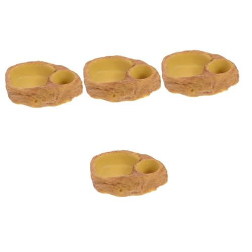 4pcs Reptil feeding tray reptile water bowl amphibian feeder reptile food bowl feeder geckos water rock bowls Stable Lizard Feeder cuckold turtle drinking basin resin von minkissy