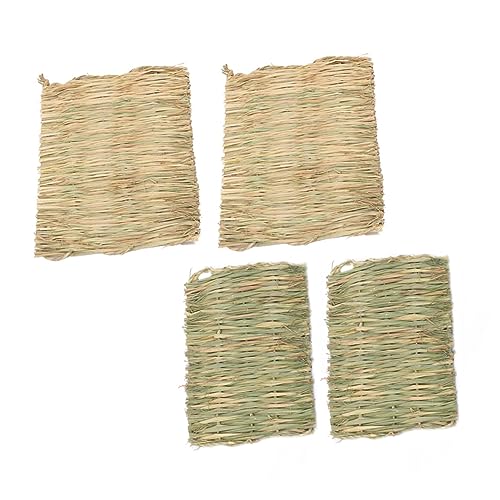 minkissy 4pcs Small Pet Straw Mat Hamster Pad Bunny Grass Mat Hamster Chew Toys Grass Mat Woven Bed Mat Rabbit Grass Mat Rabbit Cage Mat Hamster Grass Bedding Cushion Guinea Pig Corn Leaves von minkissy